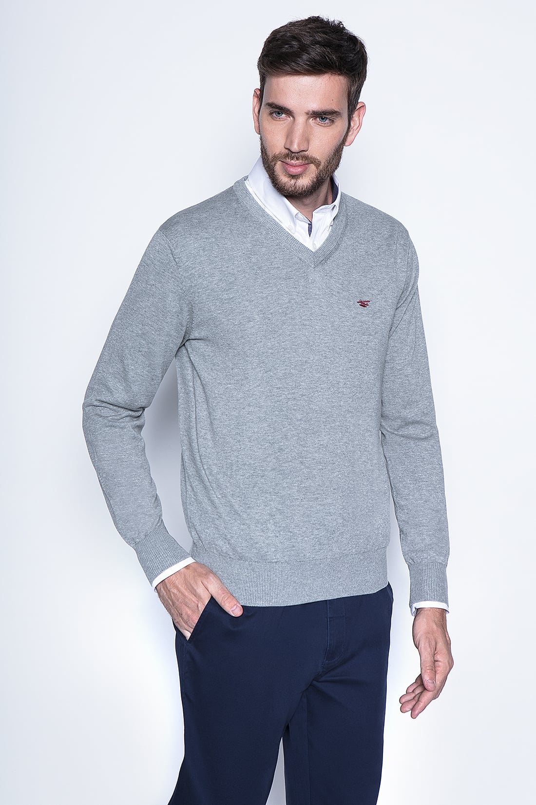 MELANGE SWEATER SMART CASUAL L/S LT GREY - 1