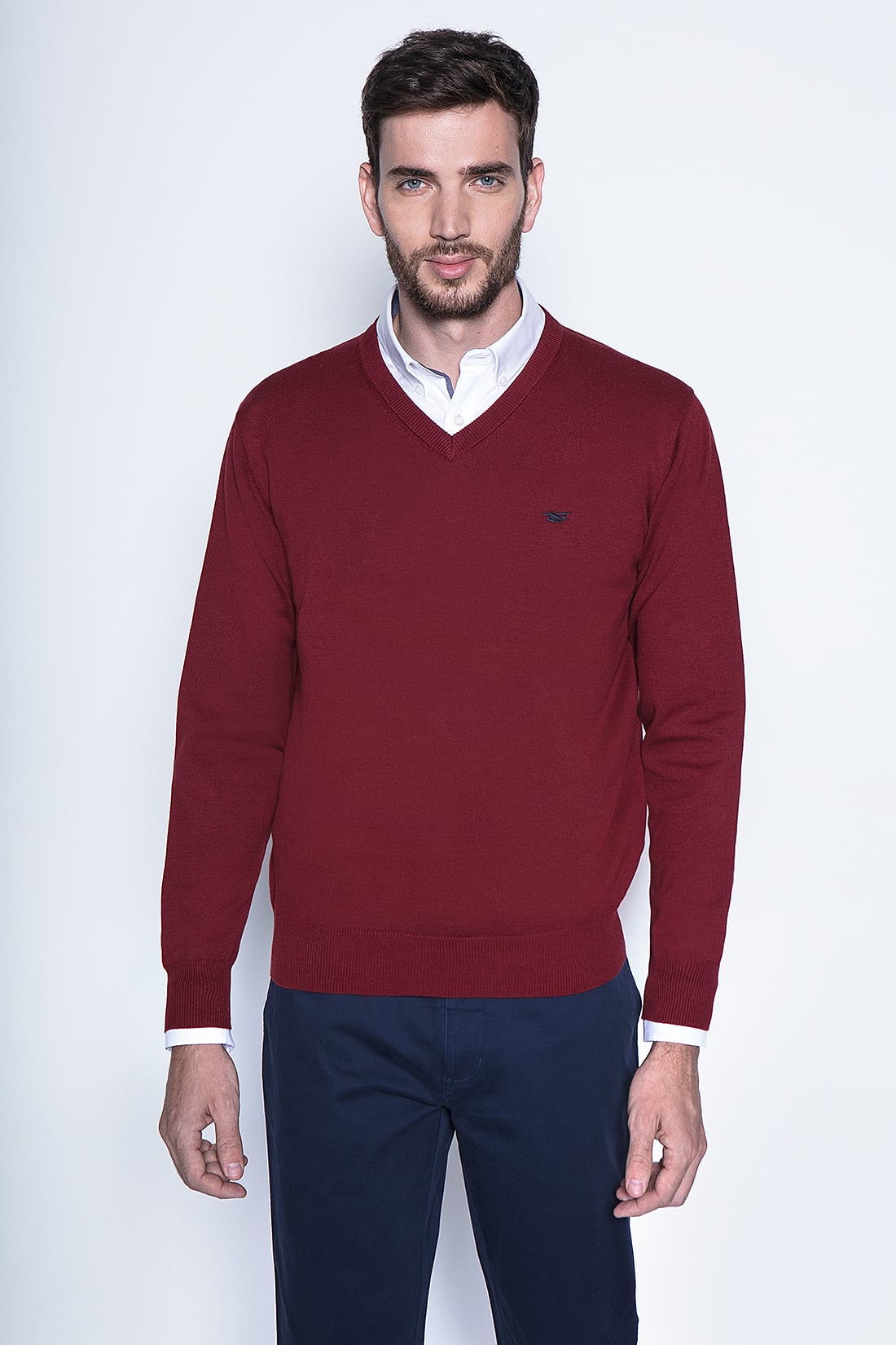 SWEATER BURGUNDY SMART CASUAL L/S - 1