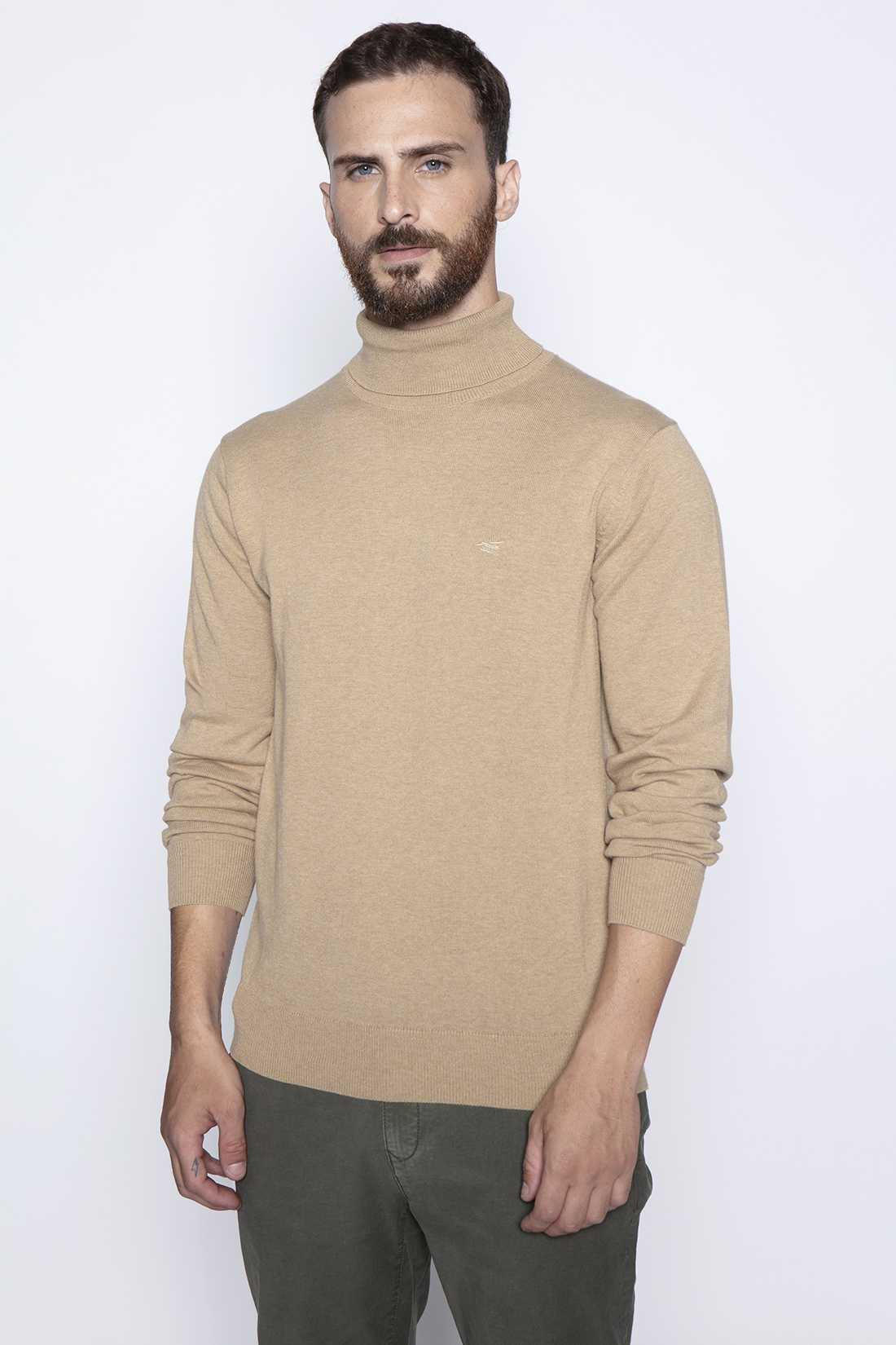 SWEATER SMART CASUAL TURTLE NECK CAMEL - 1