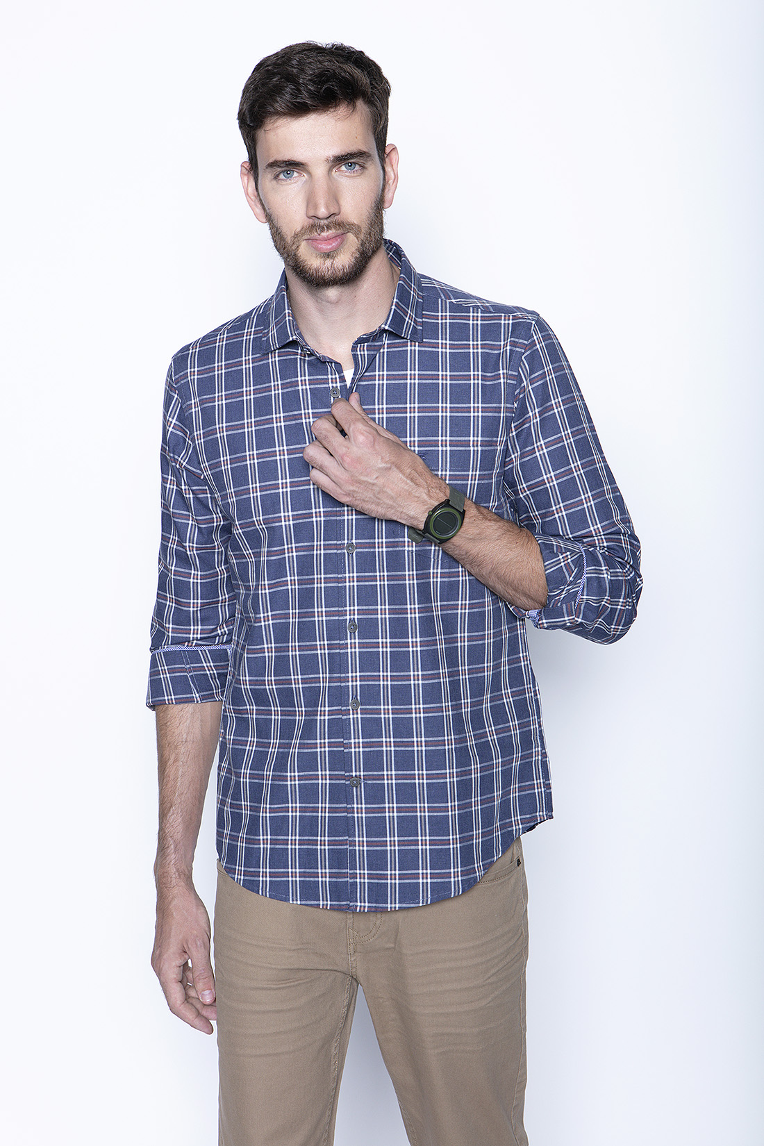 CAMISA CHECK II F NAVY - 1