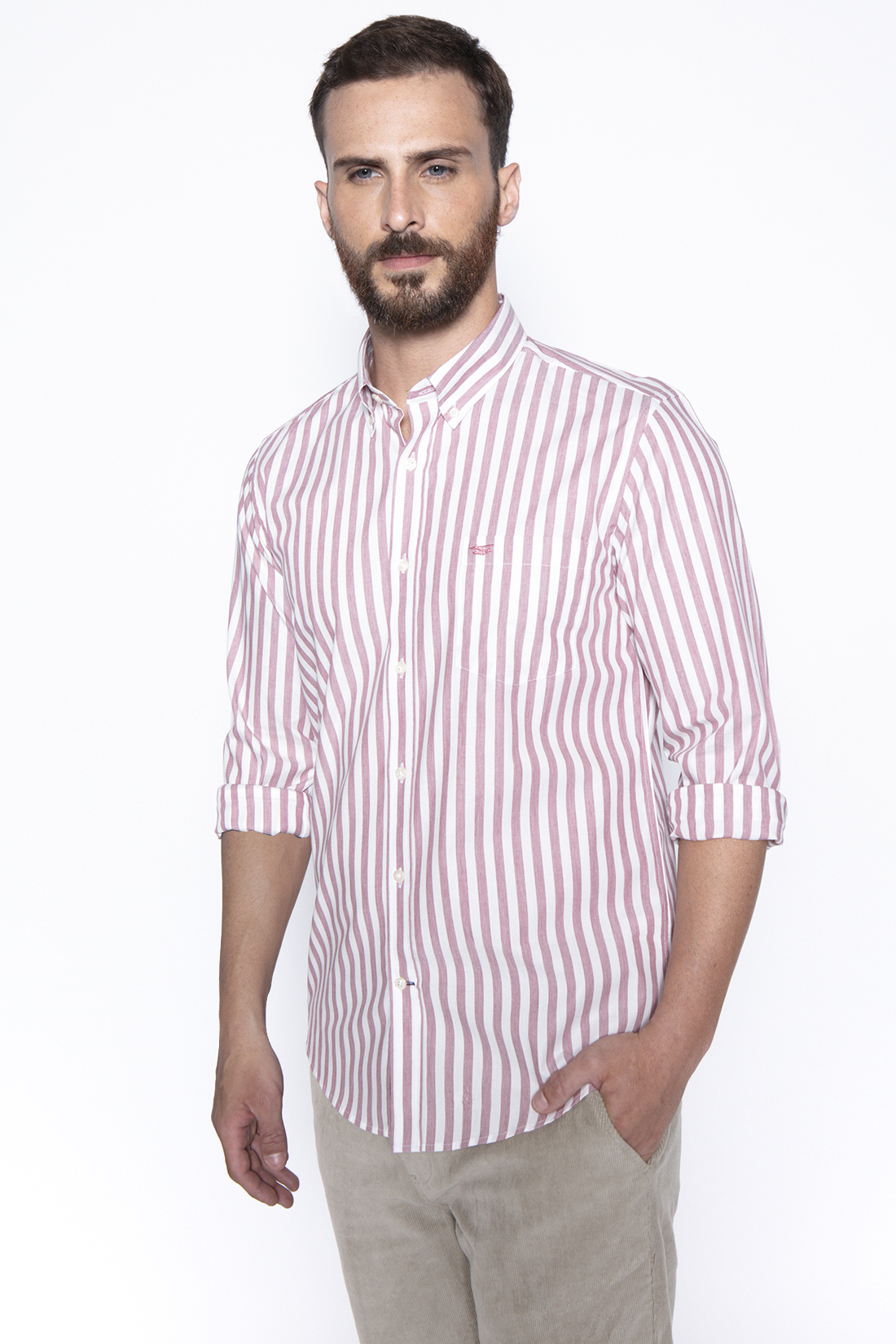 CAMISA LISTADA NEW YORK F BURGUNDY - 1