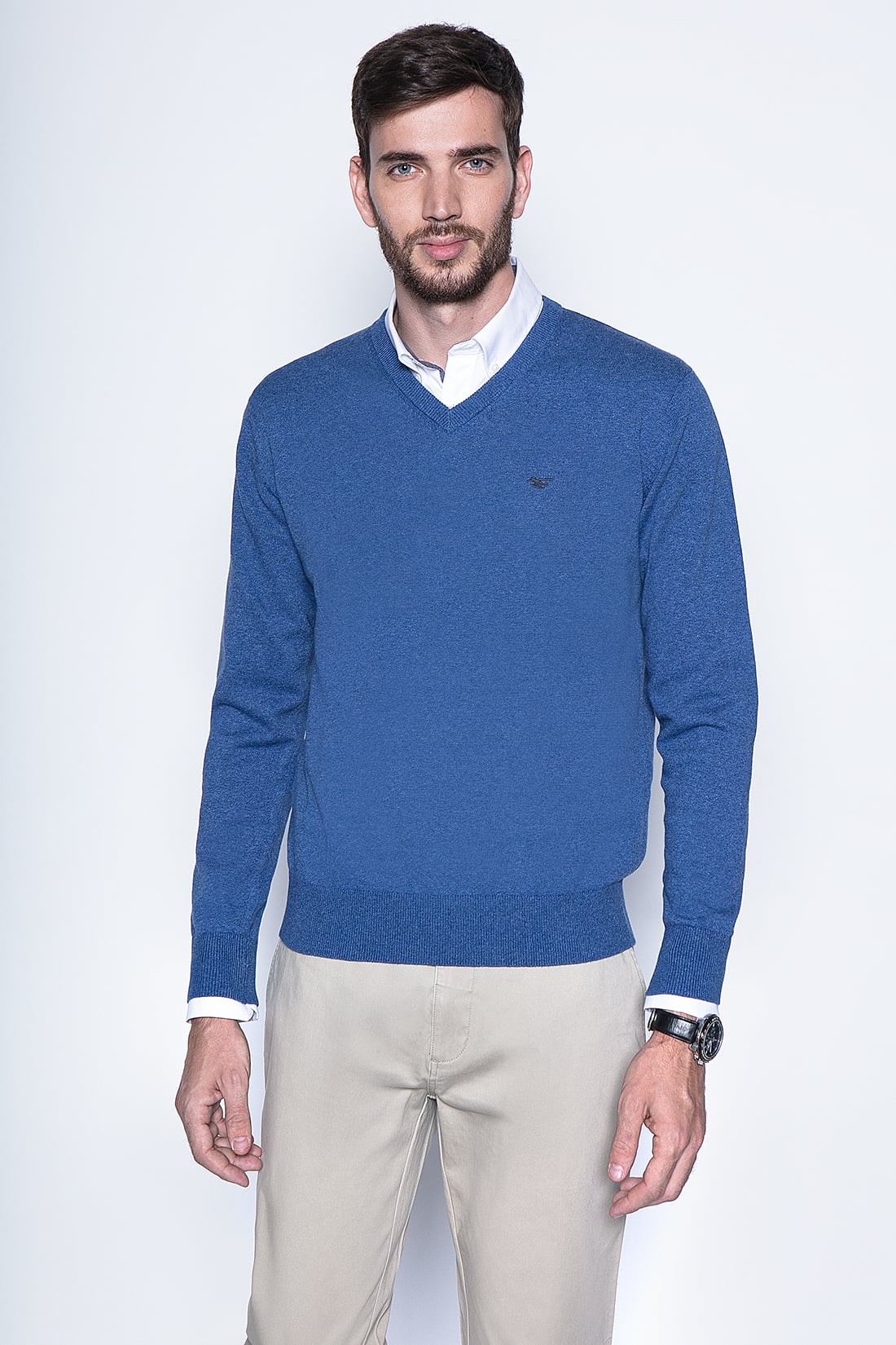 MELANGE SWEATER SMART CASUAL L/S BLUE - 1