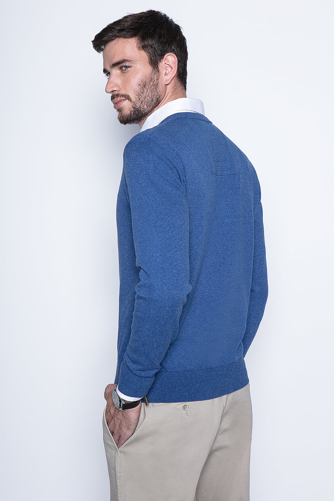 MELANGE SWEATER SMART CASUAL L/S BLUE - 2