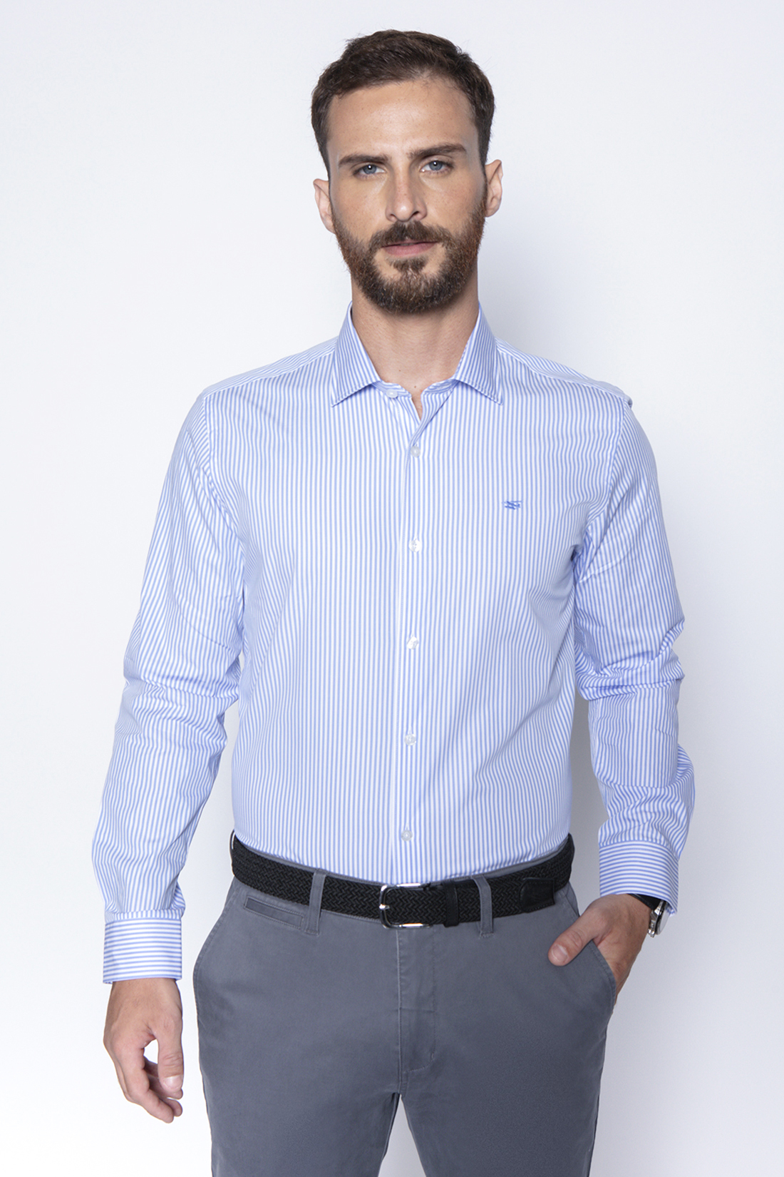 CAMISA STRIPED SILVER SM SKY - 1
