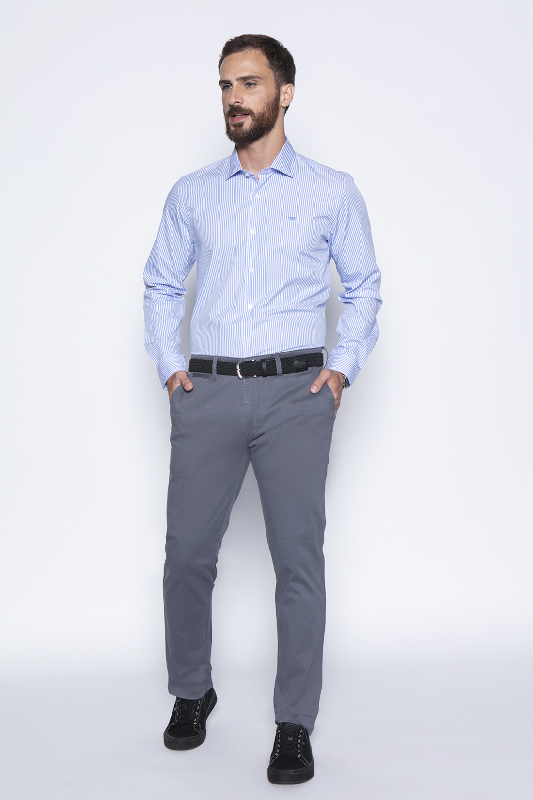 CAMISA STRIPED SILVER SM SKY - 4