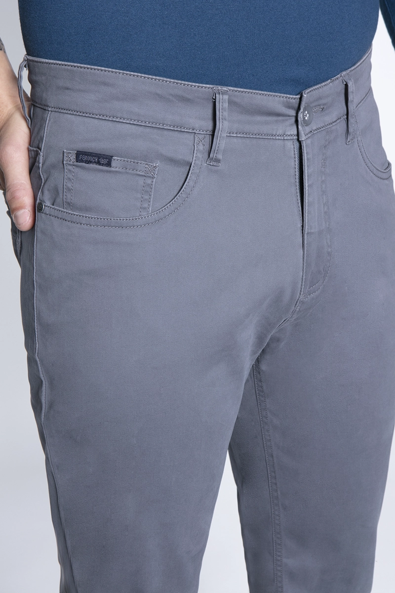 PANTALÓN ALGODÓN HOMBRE FEROUCH GRIS 206009X0107 METAL FIVE POCKET - 3