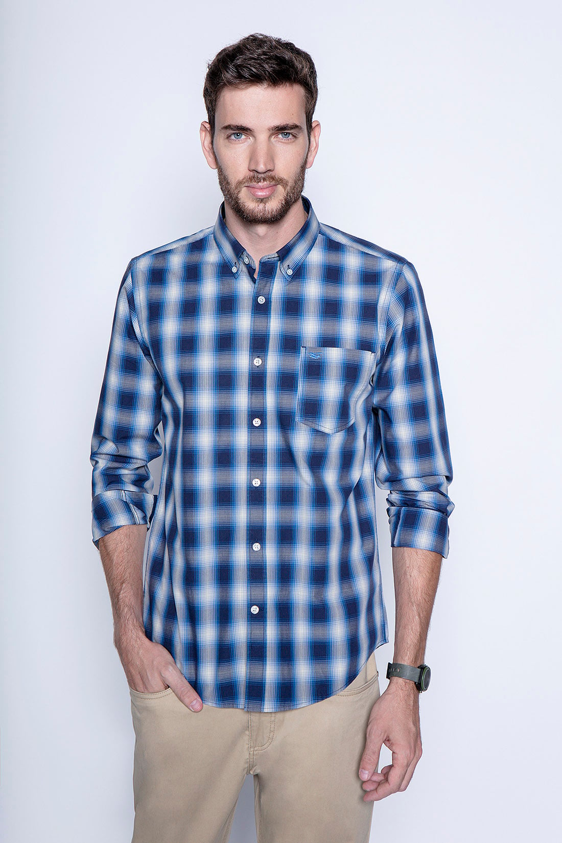 CAMISA CUADRO CHICAGO F NAVY - 1