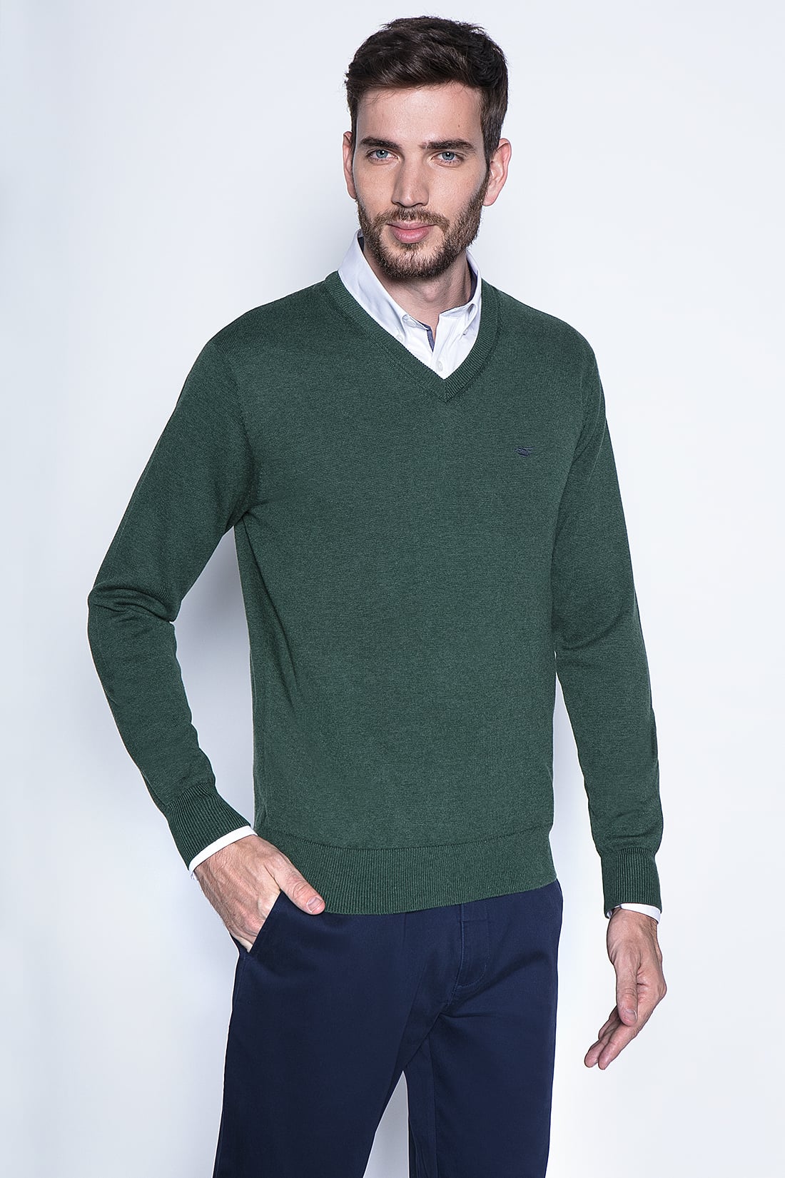 MELANGE SWEATER SMART CASUAL L/S MILITARY - 1