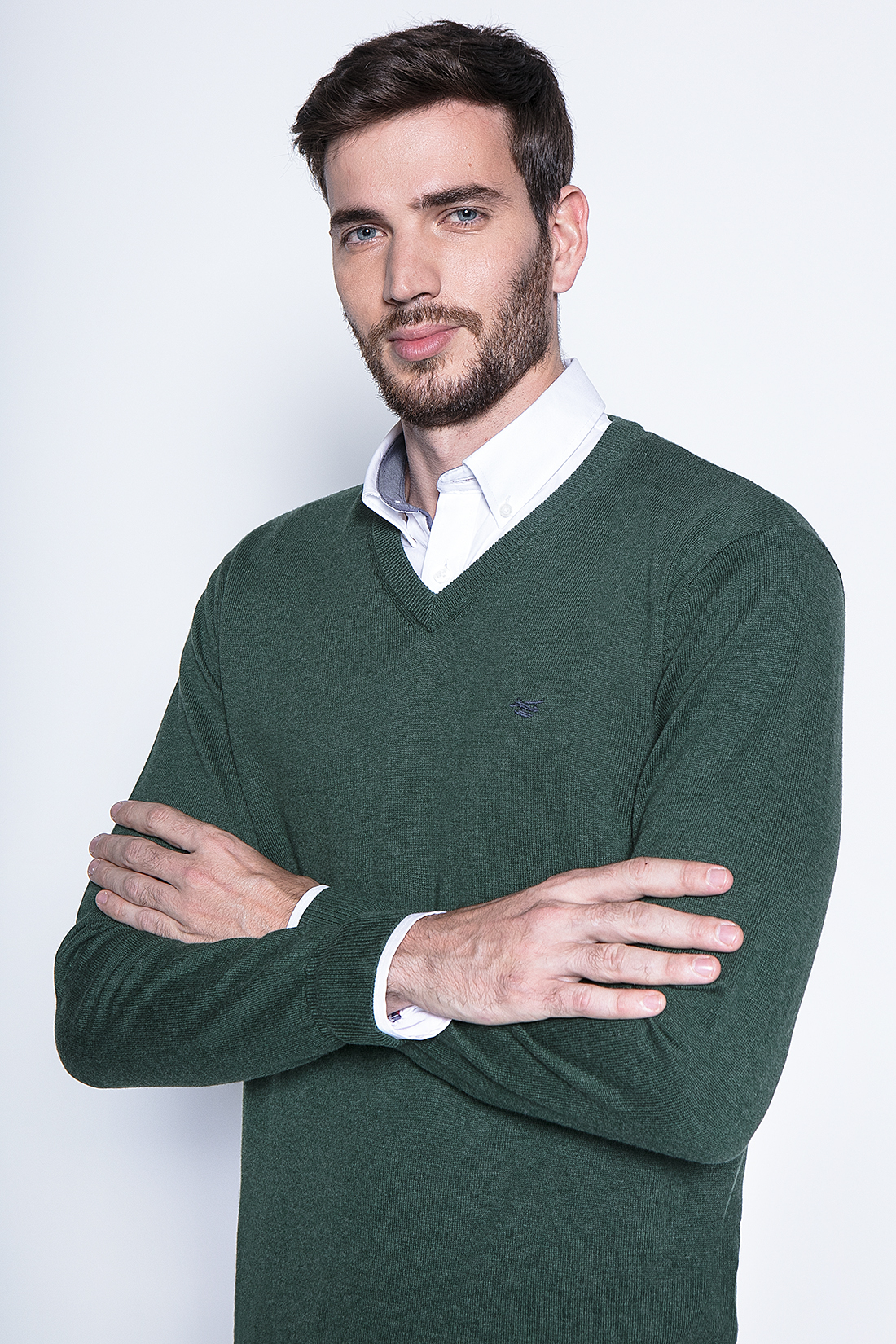 MELANGE SWEATER SMART CASUAL L/S MILITARY - 3