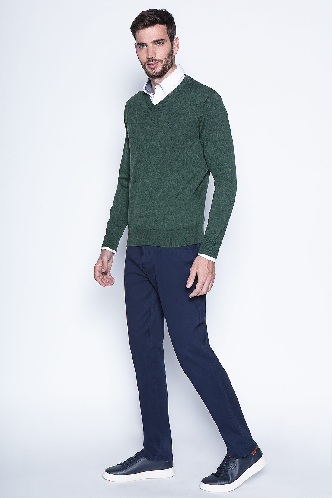 MELANGE SWEATER SMART CASUAL L/S MILITARY - 4