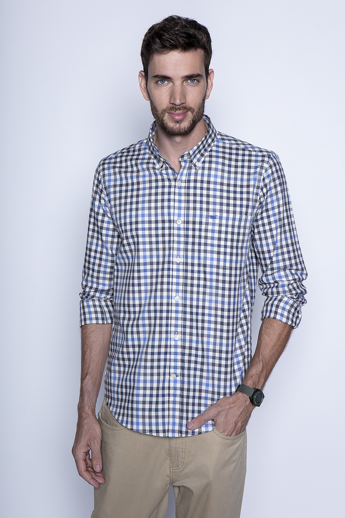 CAMISA CHECK VIRGINIA F NAVY - 1