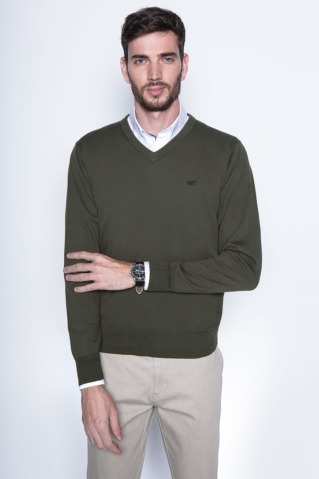 SWEATER SMART CASUAL L/S MILITARY - 1