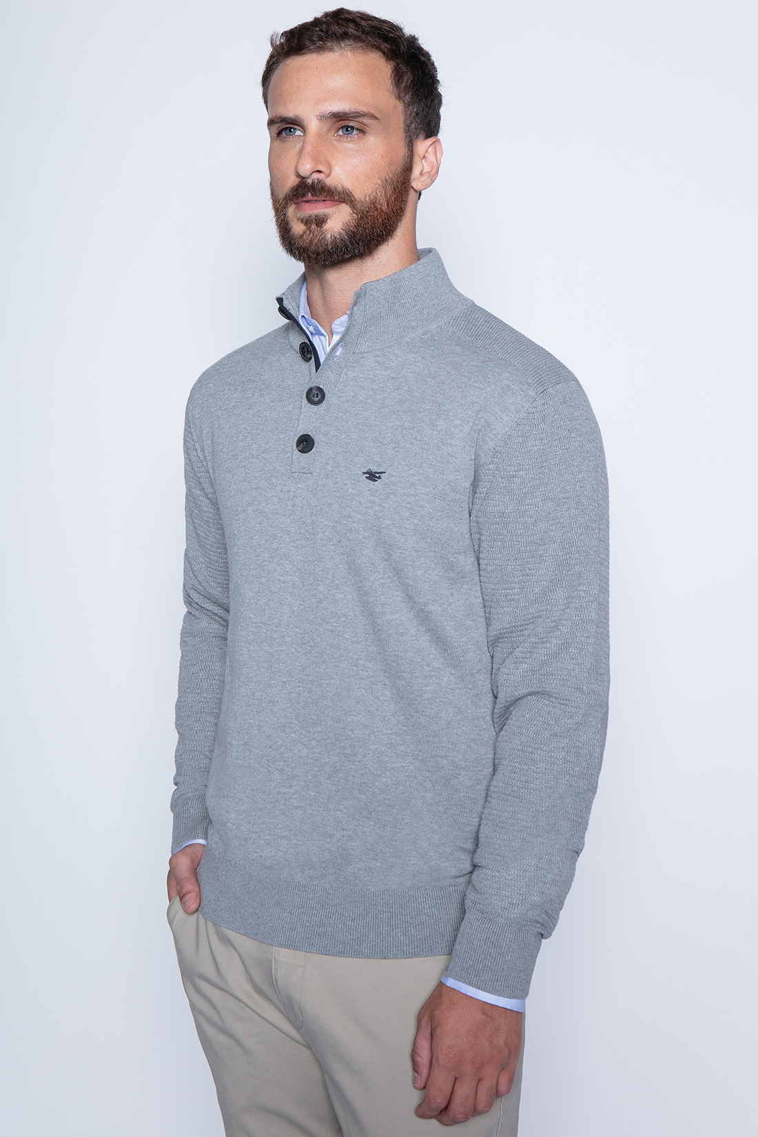 SWEATER BRISTOL SMART CASUAL L/S LT GREY - 1
