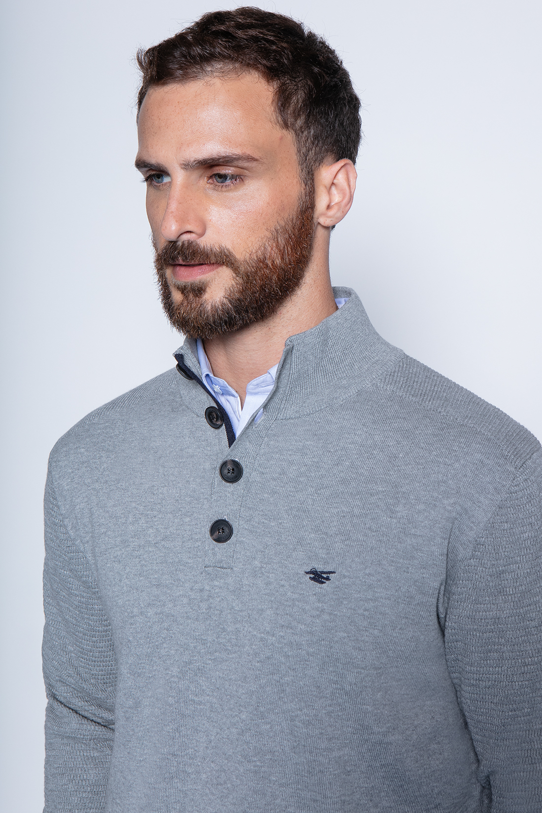 SWEATER BRISTOL SMART CASUAL L/S LT GREY - 3