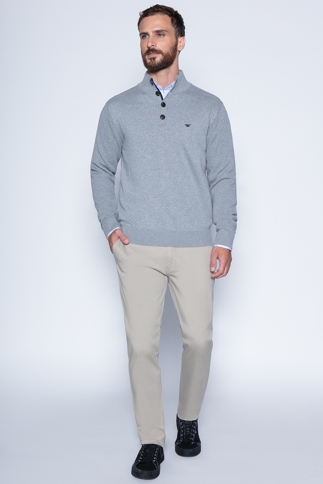 SWEATER BRISTOL SMART CASUAL L/S LT GREY - 4