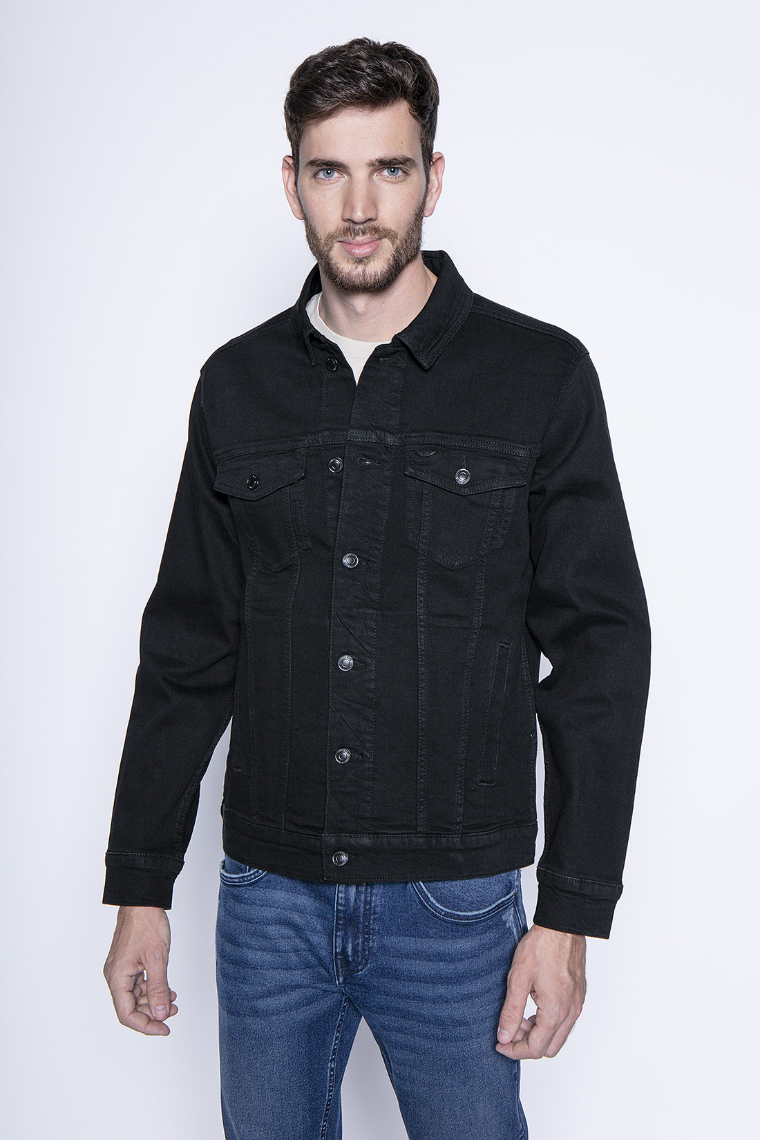 JACKET DENIM BÁSICA FJ BLACK - 1