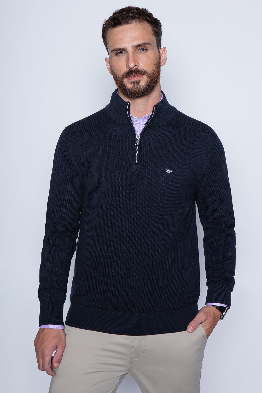 SWEATER LONDON SMART CASUAL L/S NAVY - 1