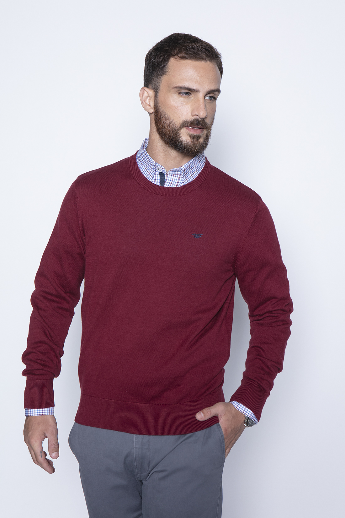 SWEATER ROUND NECK PARIS BURGUNDY - 1