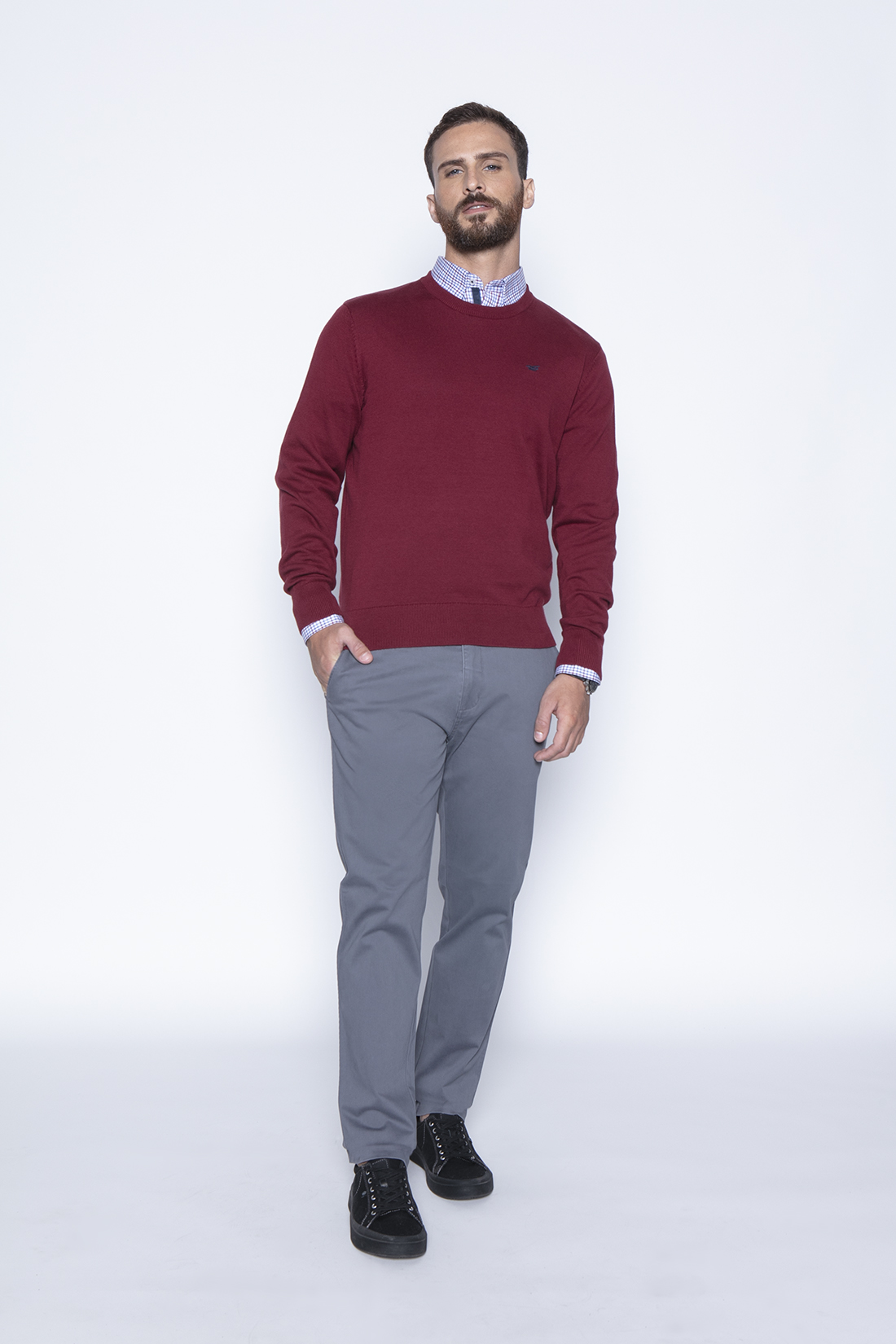 SWEATER ROUND NECK PARIS BURGUNDY - 4