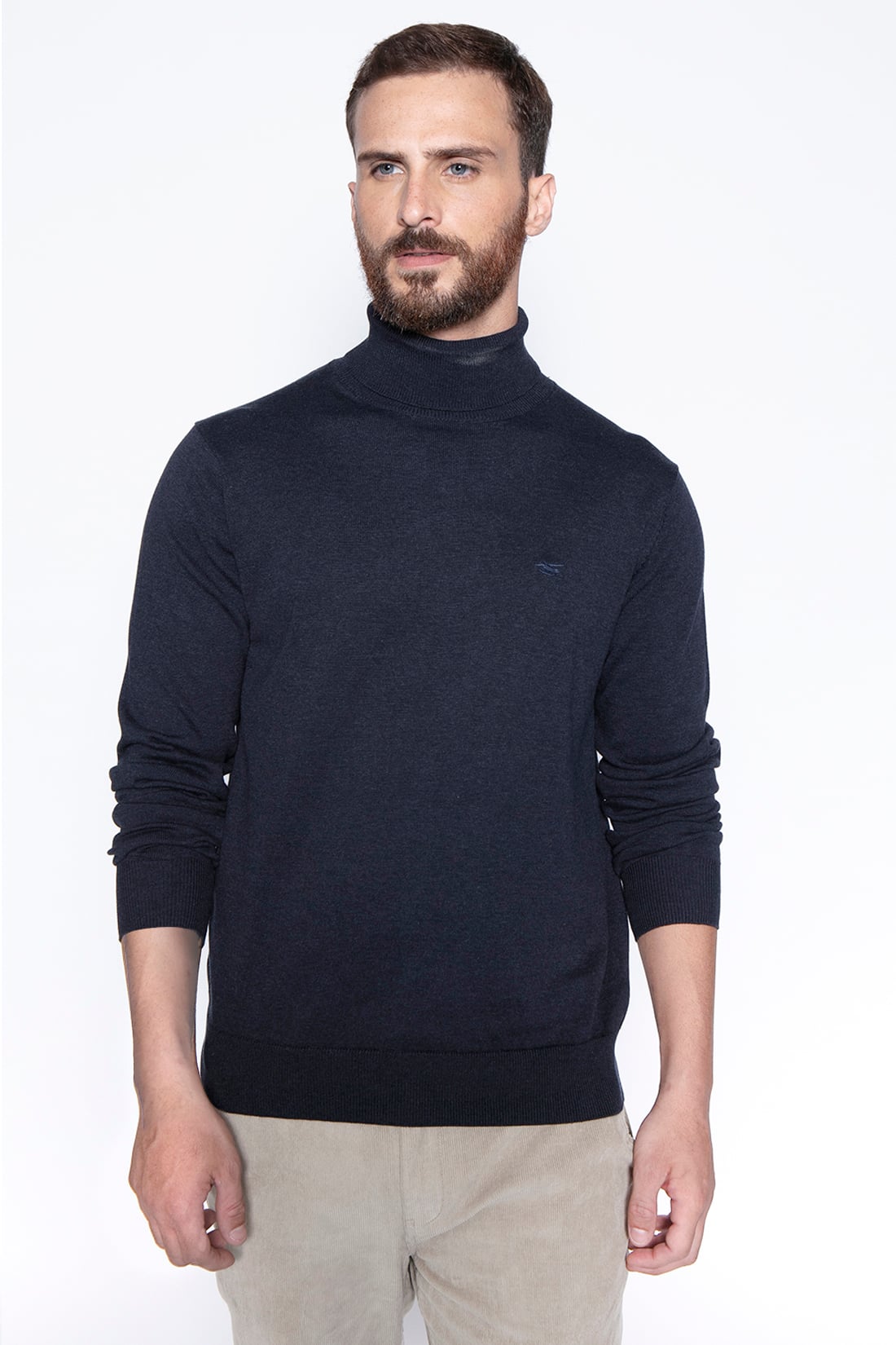 SWEATER SMART CASUAL TURTLE NECK NAVY - 1
