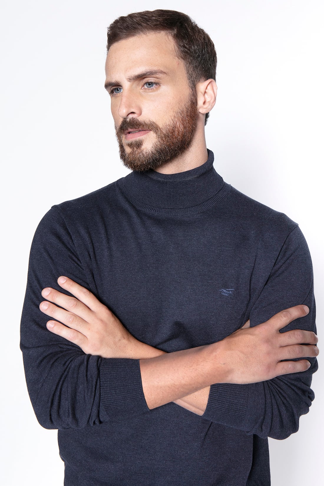 SWEATER SMART CASUAL TURTLE NECK NAVY - 3
