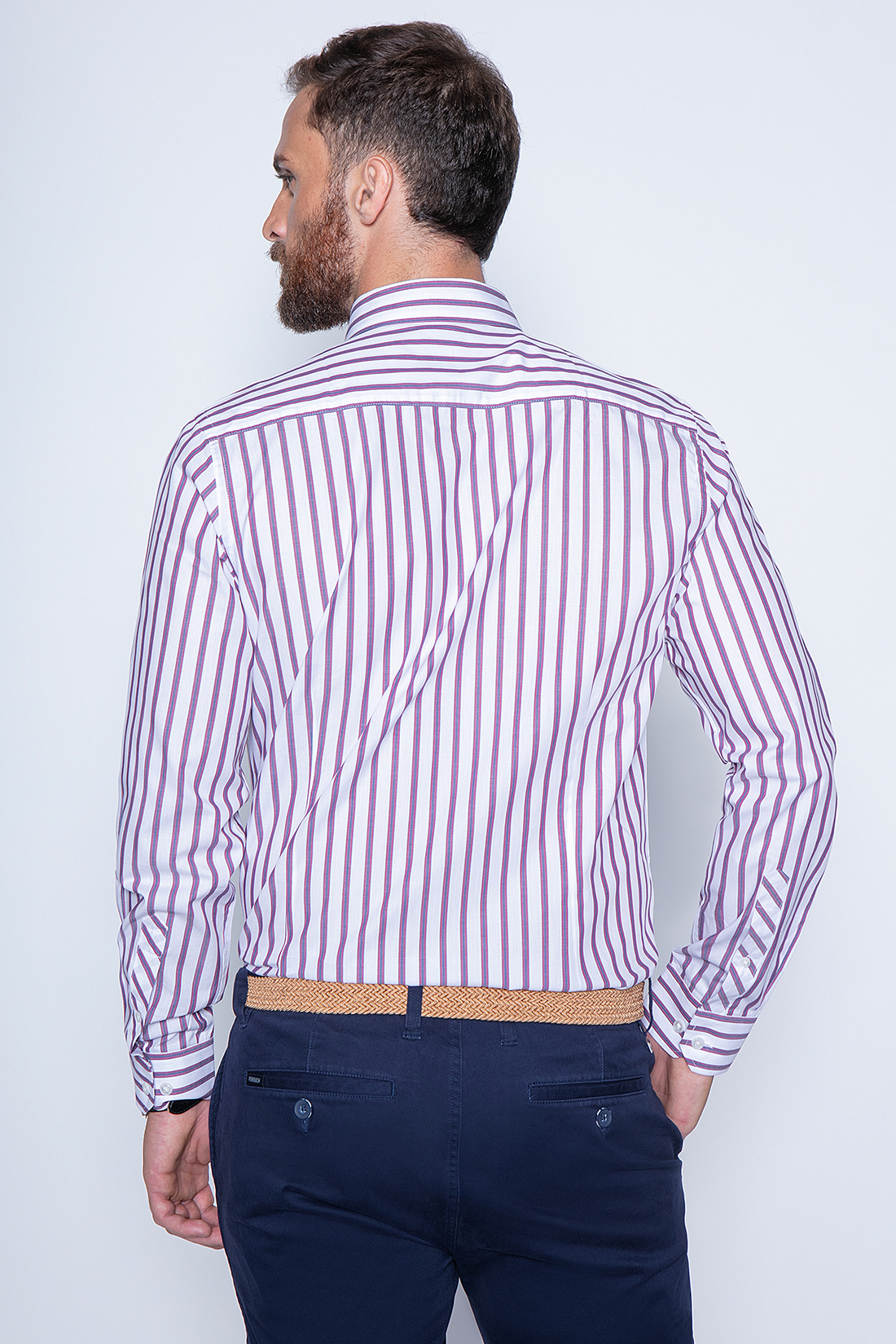 CAMISA STRIPED IRVING SM BURGUNDY - 2
