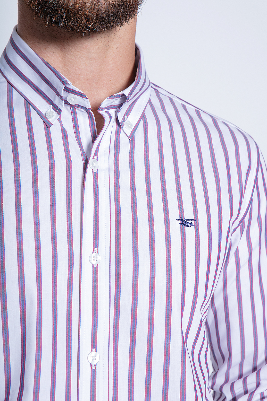 CAMISA STRIPED IRVING SM BURGUNDY - 5