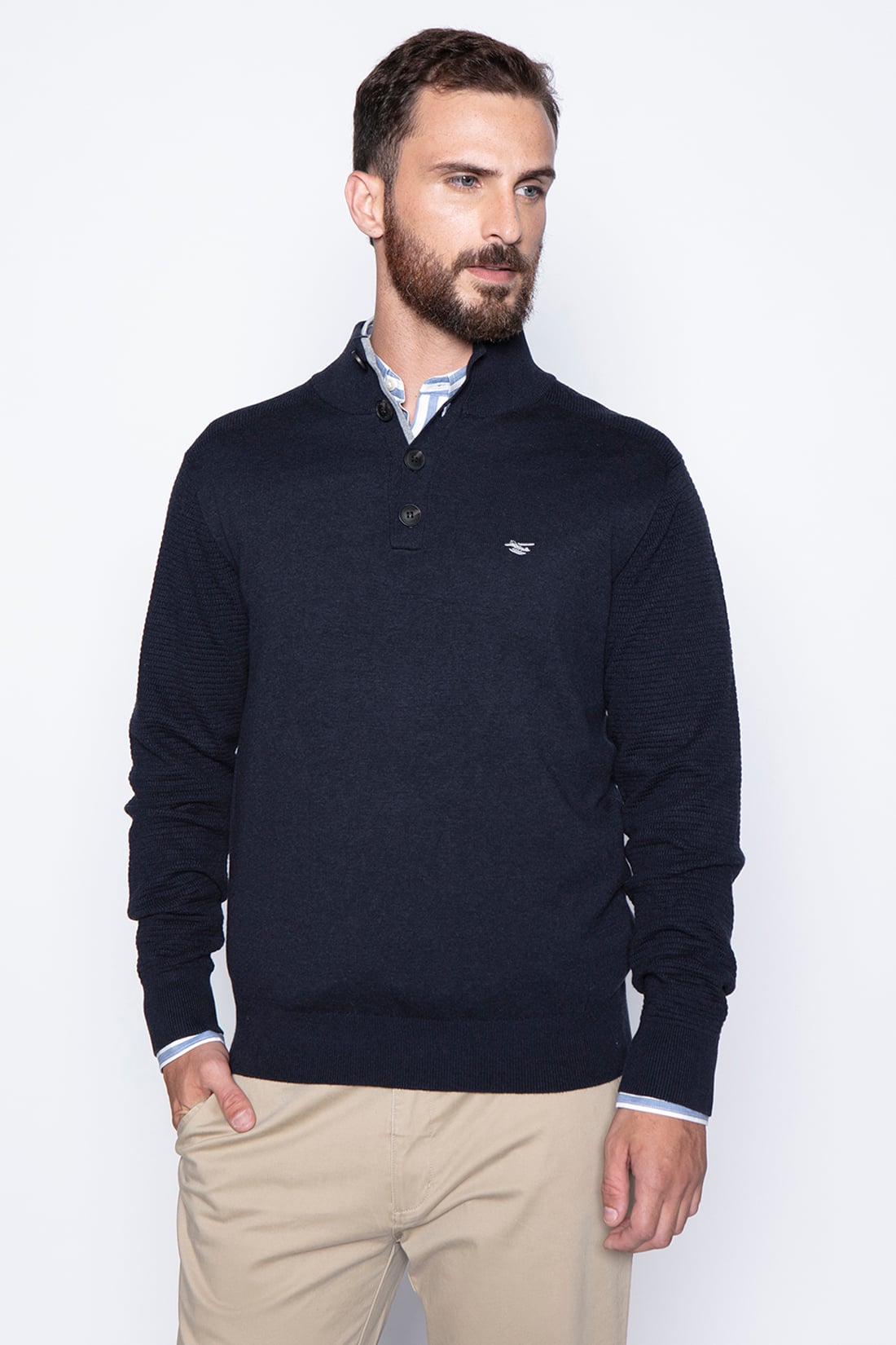 SWEATER BRISTOL SMART CASUAL L/S NAVY - 1