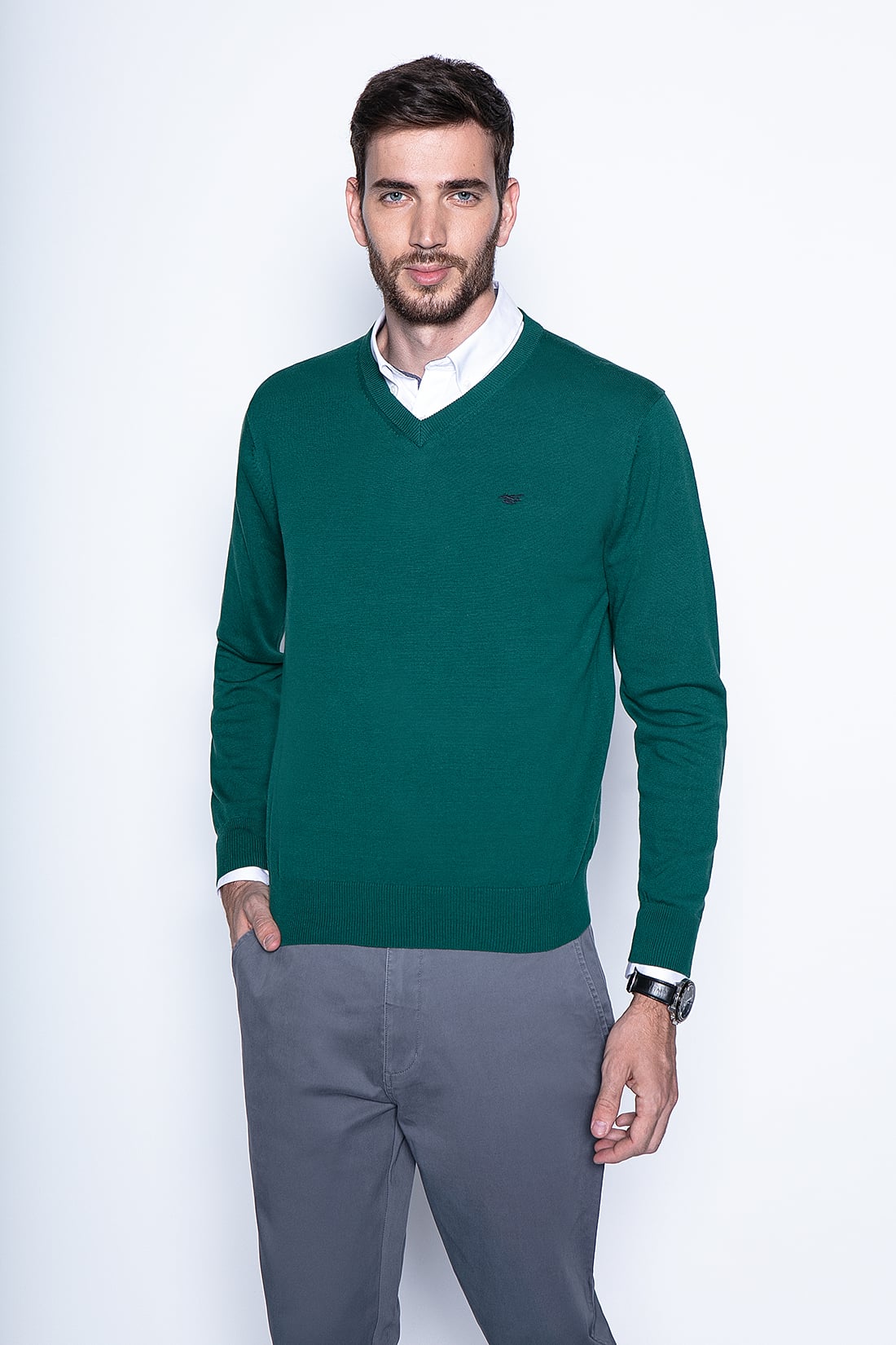 SWEATER SMART CASUAL L/S GREEN - 1