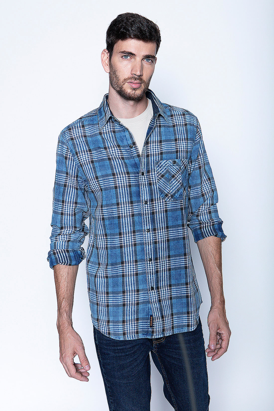 CAMISA CHECKERED INDIGO FJ BLUE - 1