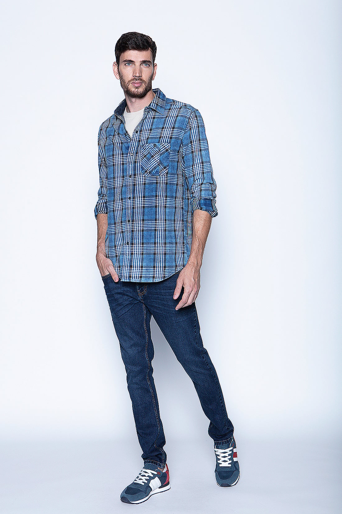 CAMISA CHECKERED INDIGO FJ BLUE - 4