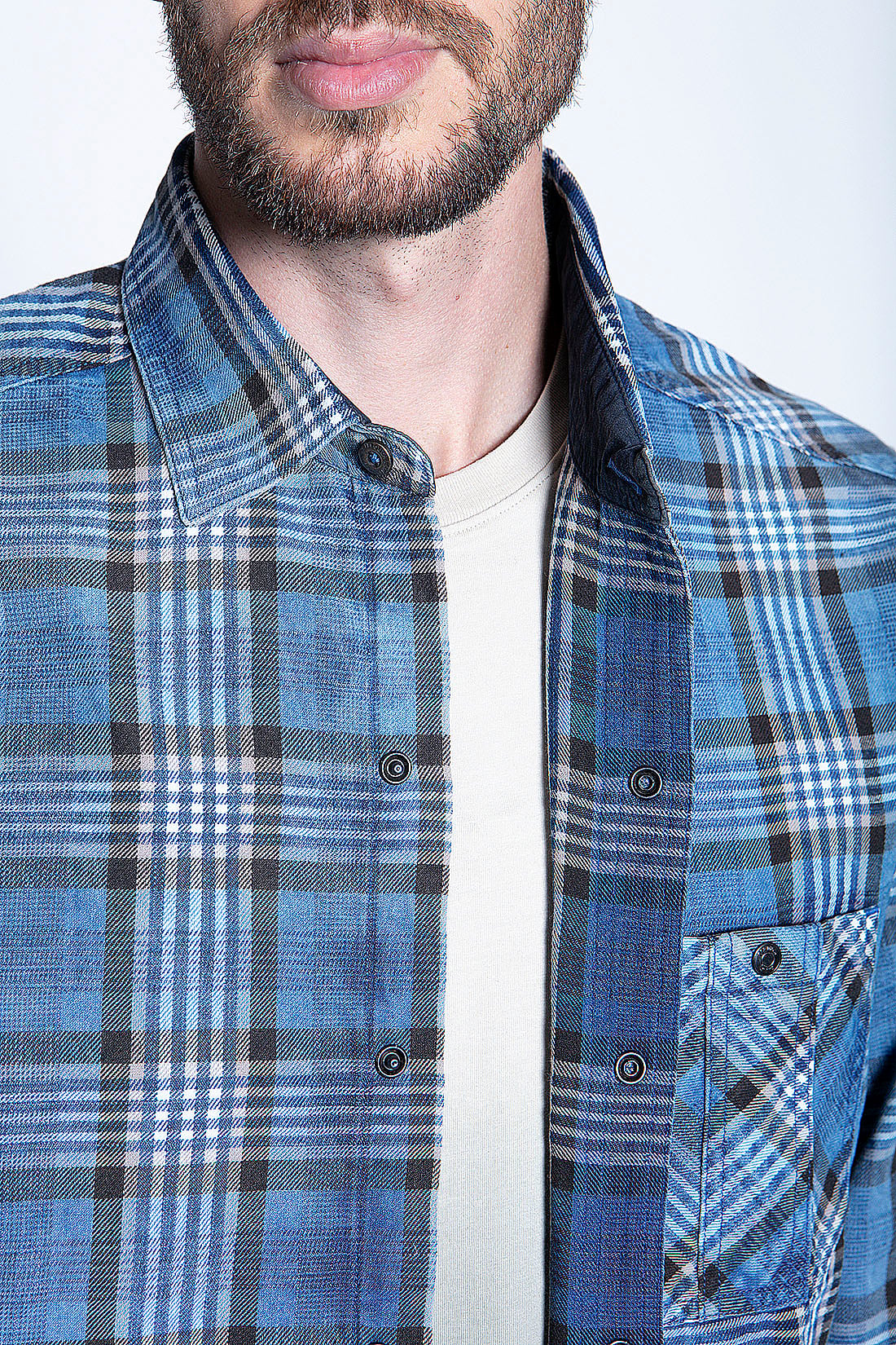 CAMISA CHECKERED INDIGO FJ BLUE - 5