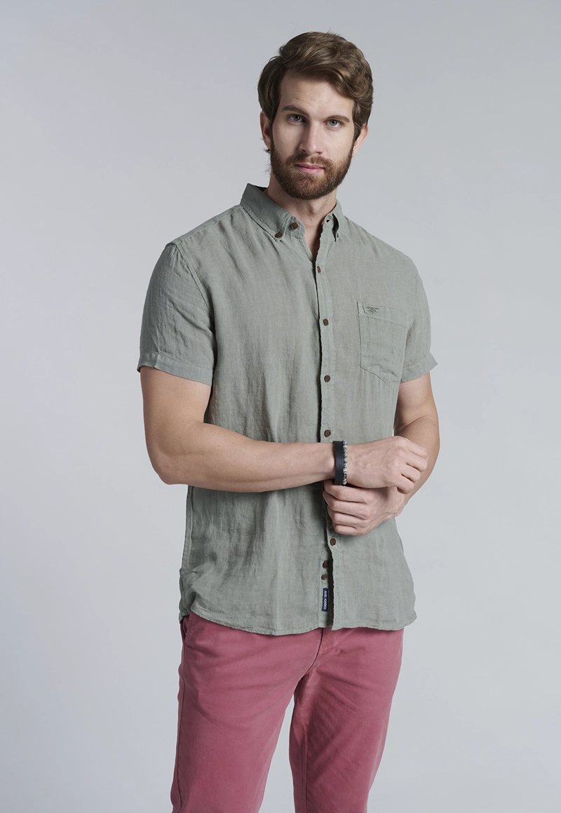 CAMISA LINO LAVADA F GREEN - 1