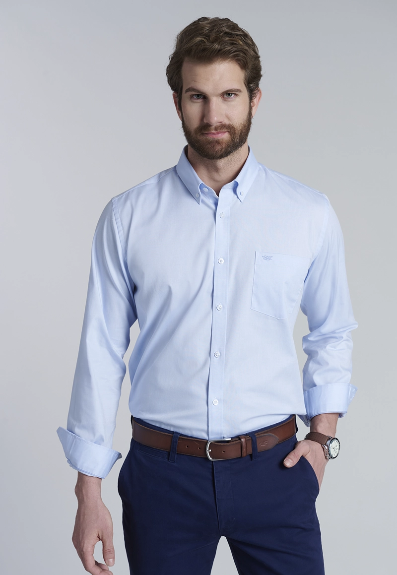 CAMISA SMART CASUAL OXFORD SKY - 1