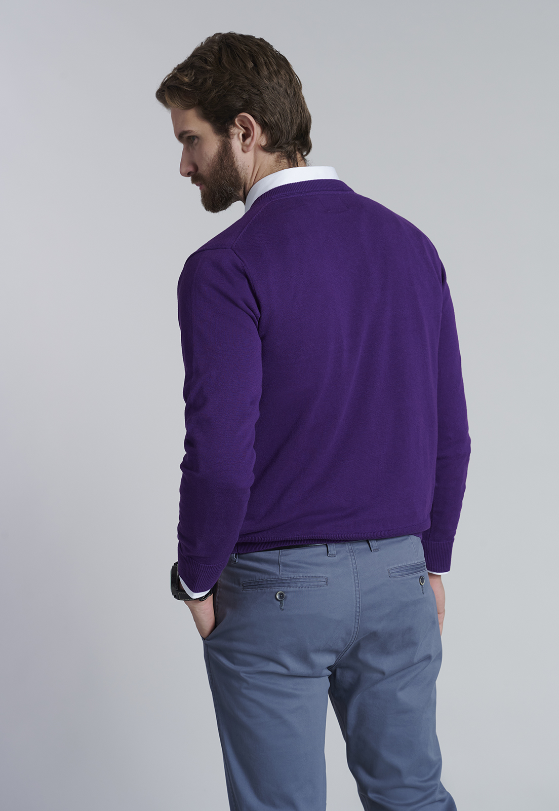 SWEATER V NECK SOLIDO F DK VIOLET - 4