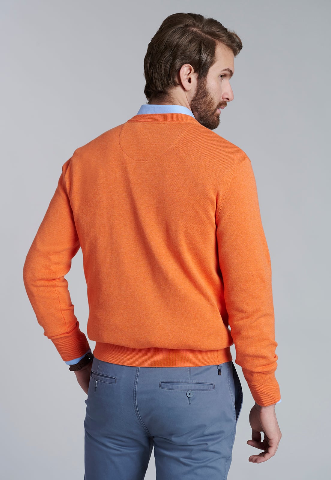 SWEATER V NECK MELANGE F ORANGE - 4