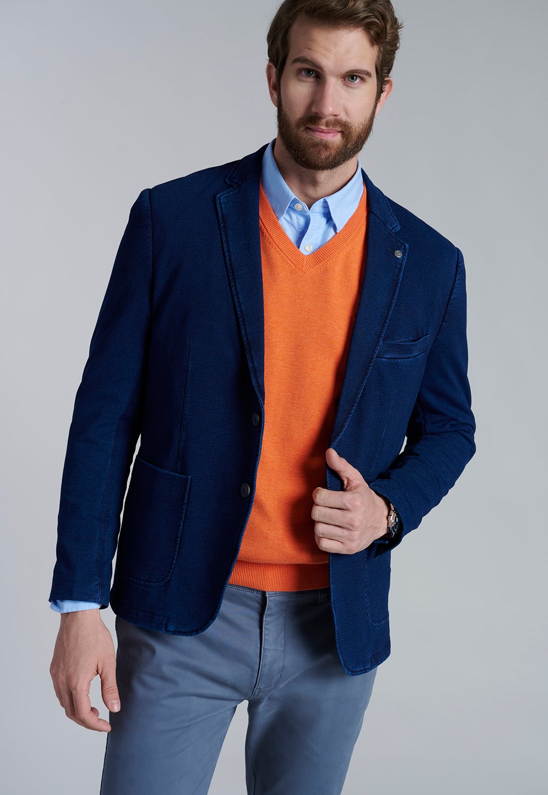 SWEATER V NECK MELANGE F ORANGE - 5