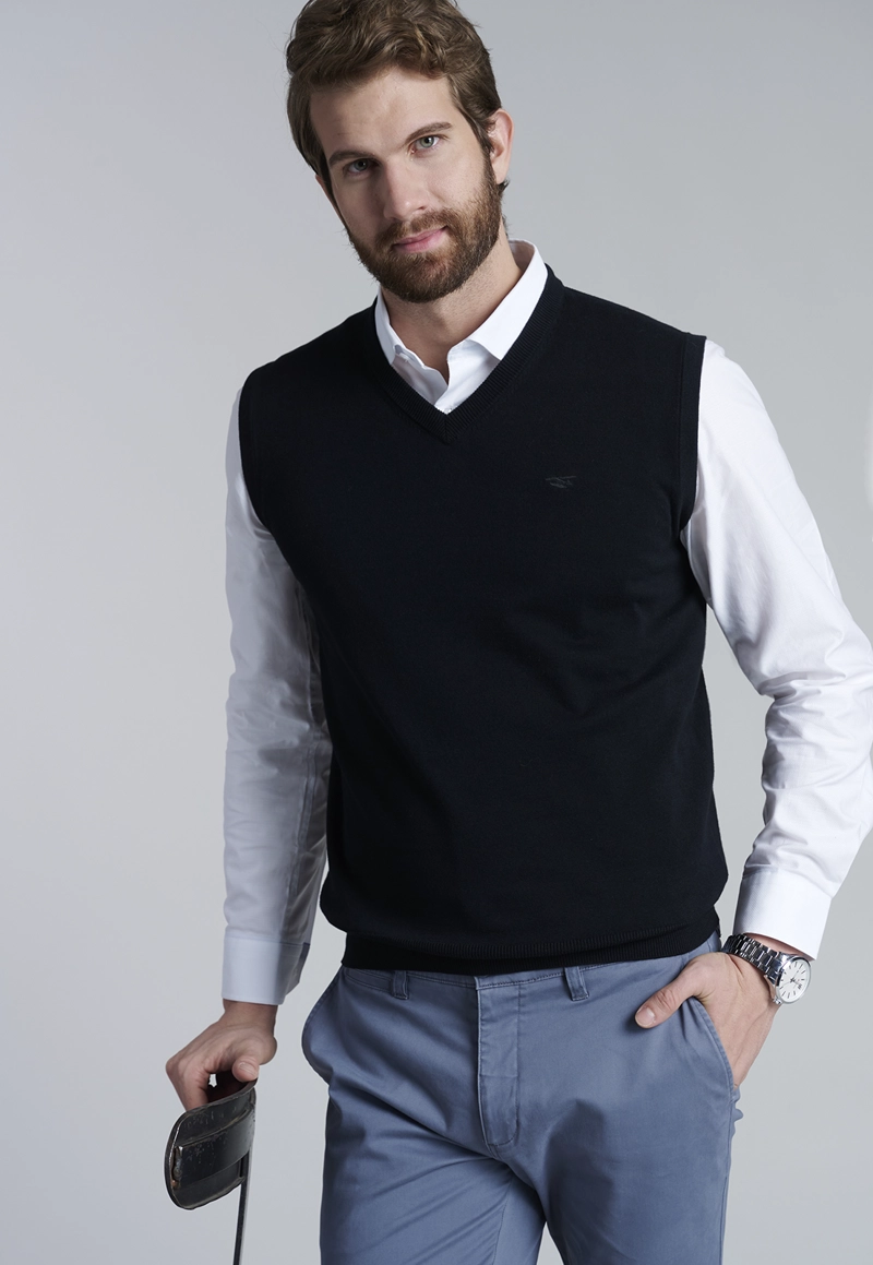 SWEATER SMART CASUAL W/O SLEEVE BLACK - 5