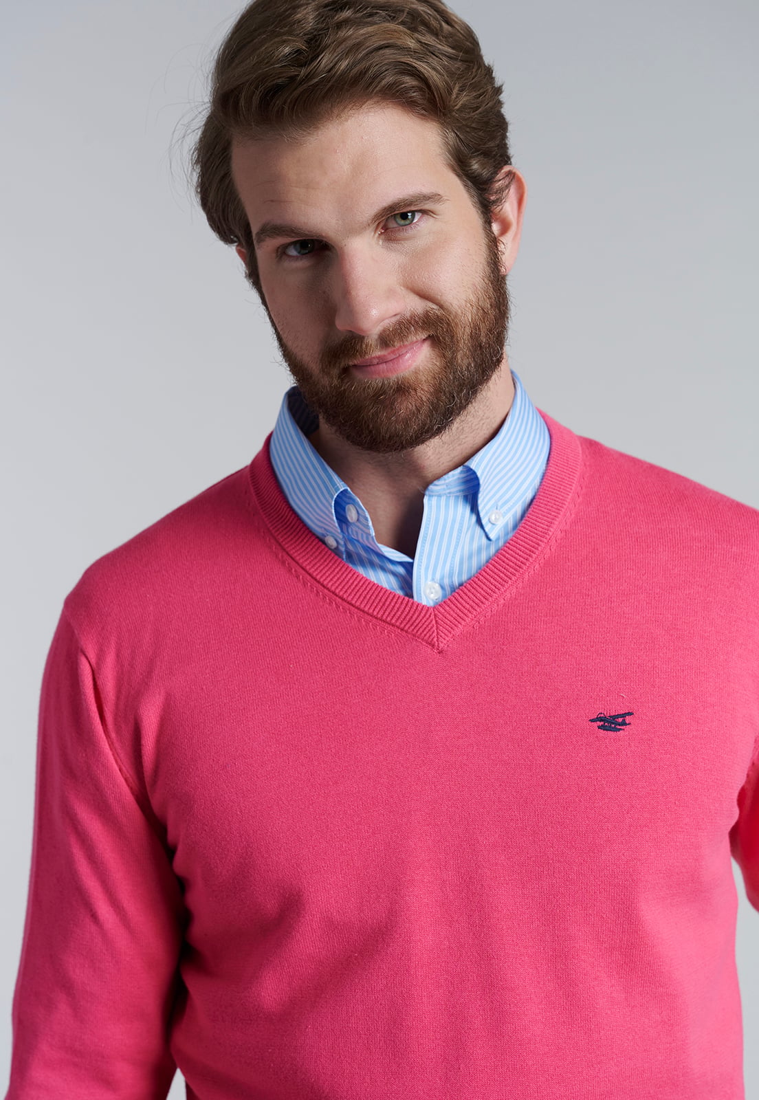 SWEATER V NECK SOLIDO F CORAL - 3
