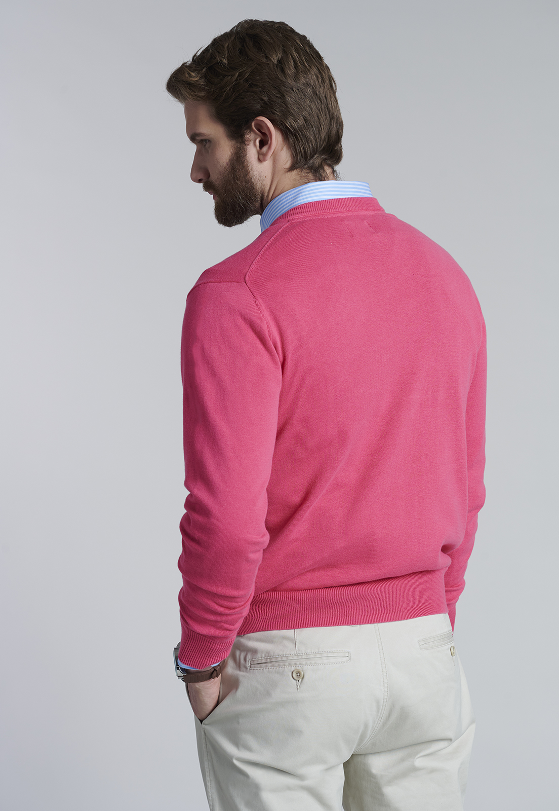 SWEATER V NECK SOLIDO F CORAL - 4