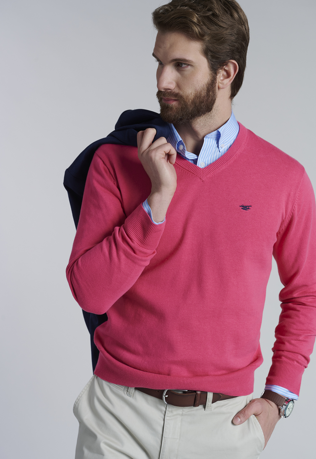 SWEATER V NECK SOLIDO F CORAL - 5