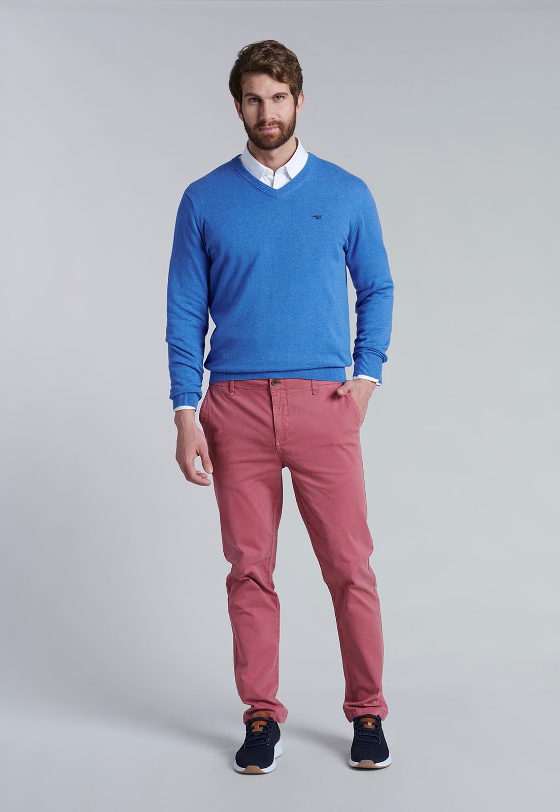 SWEATER V NECK MELANGE F SKY - 2