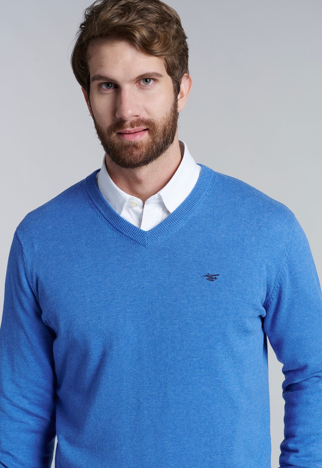 SWEATER V NECK MELANGE F SKY - 3