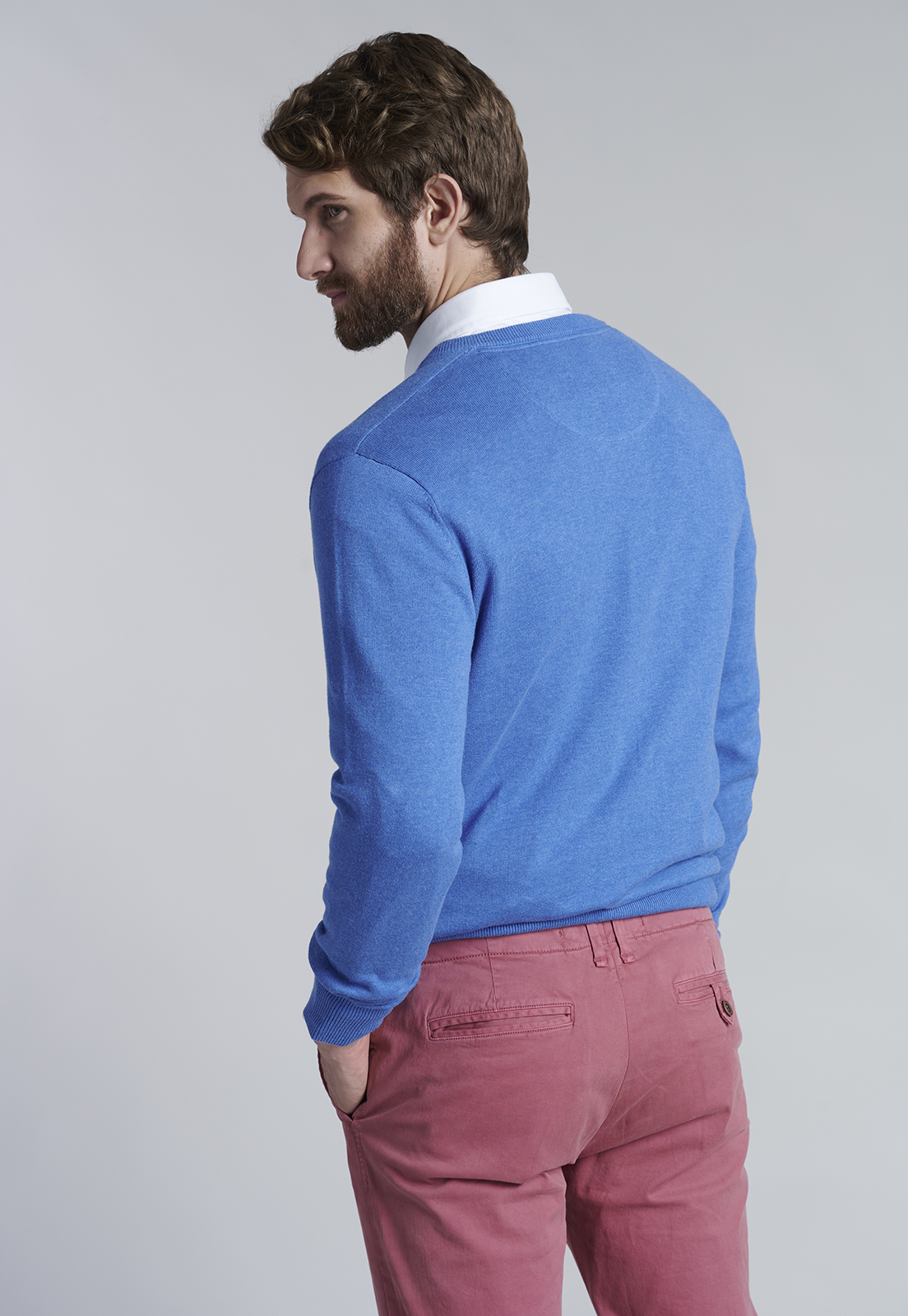 SWEATER V NECK MELANGE F SKY - 4