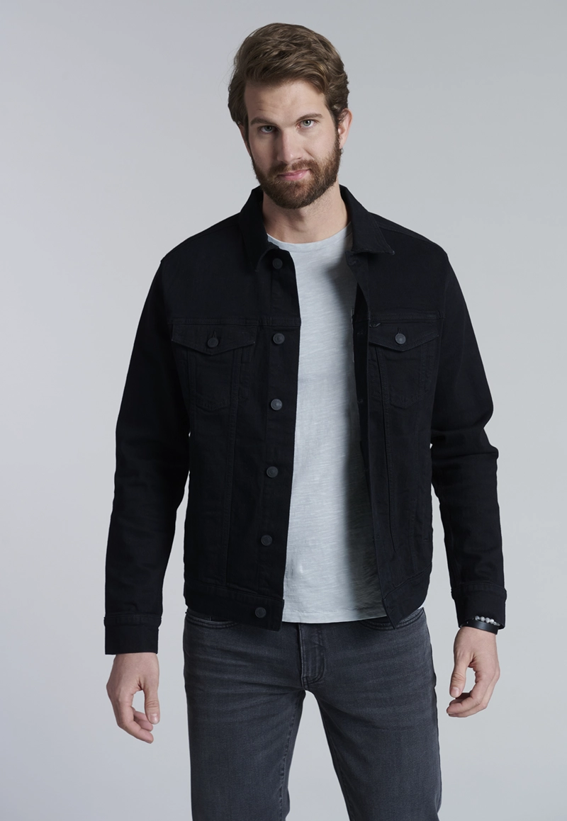 CHAQUETA BASICA DENIM FJ BLACK - 1