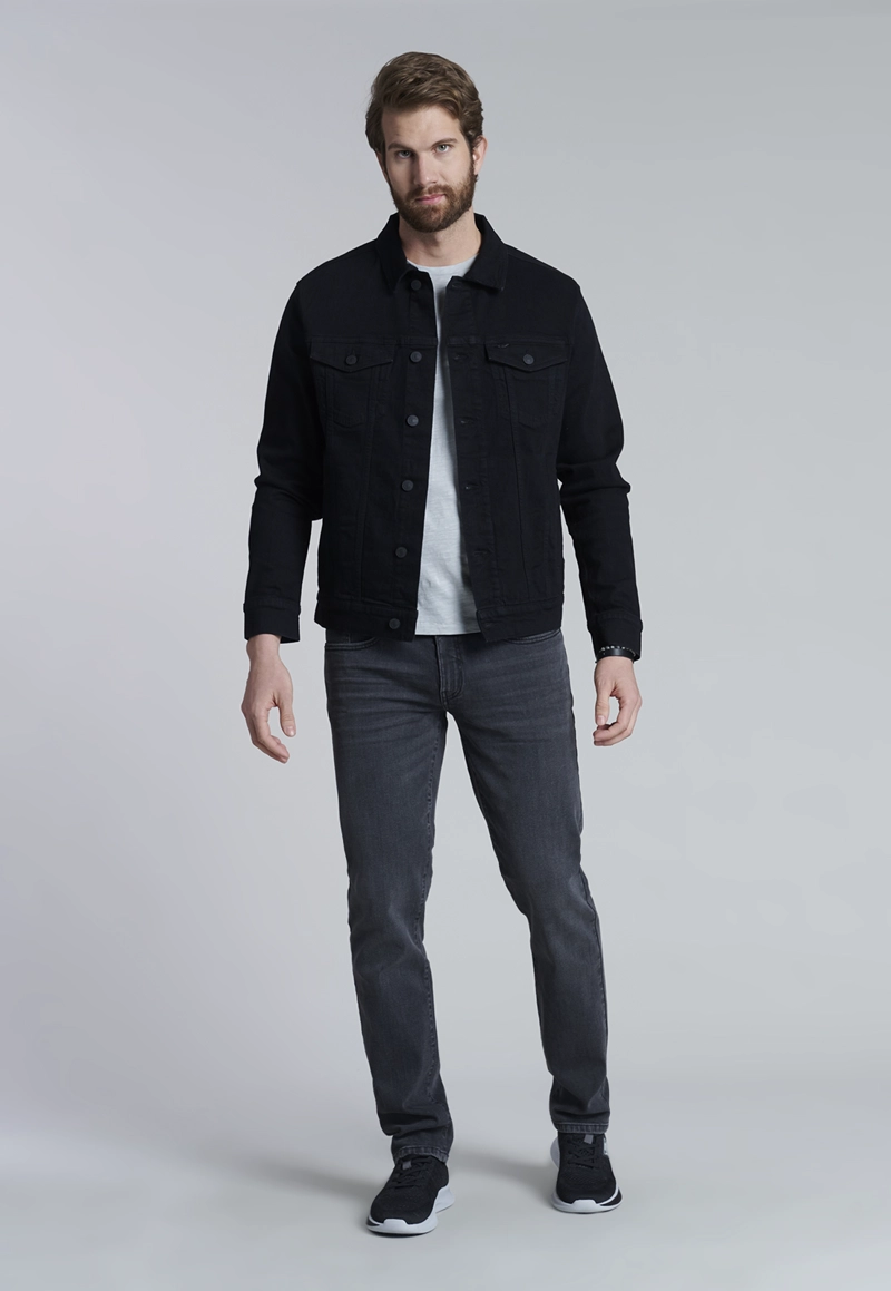 CHAQUETA BASICA DENIM FJ BLACK - 2