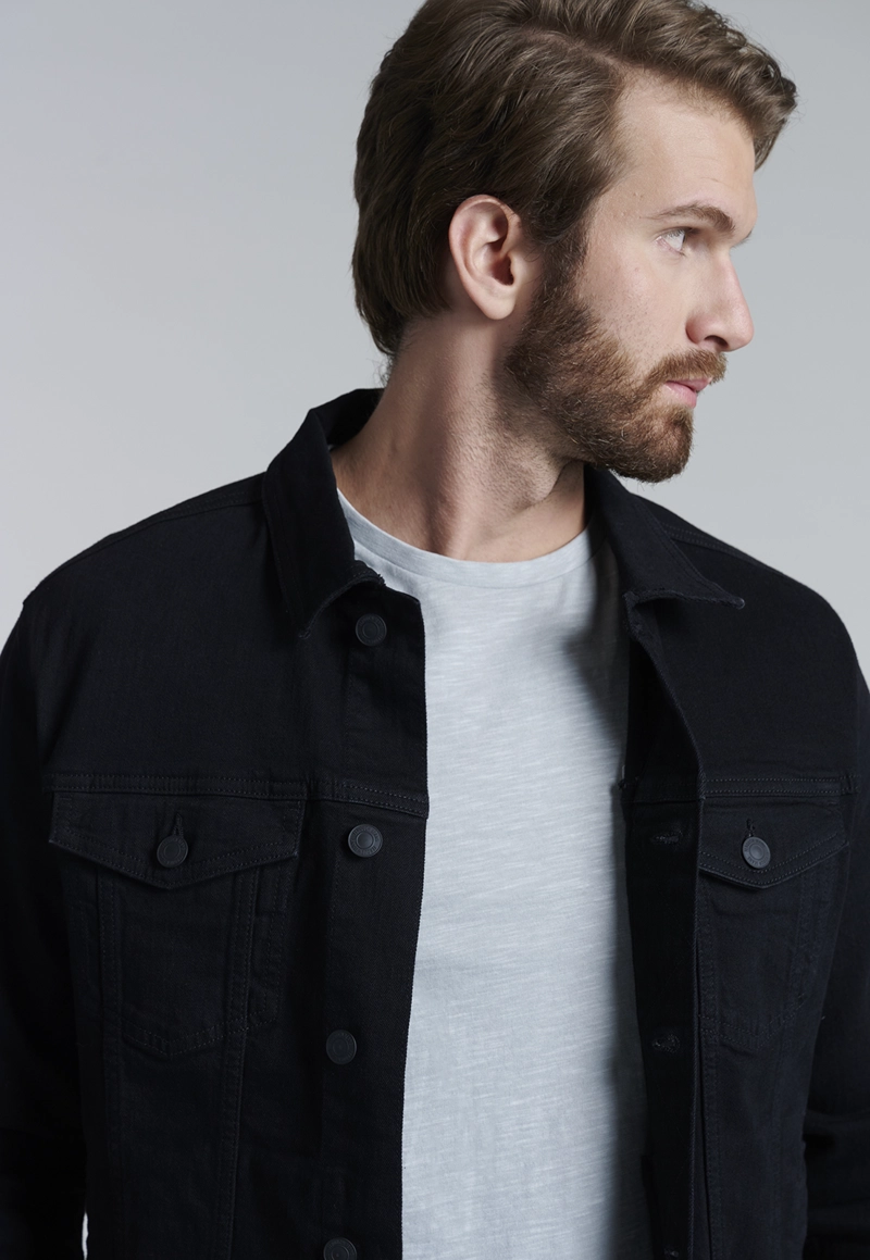 CHAQUETA BASICA DENIM FJ BLACK - 3