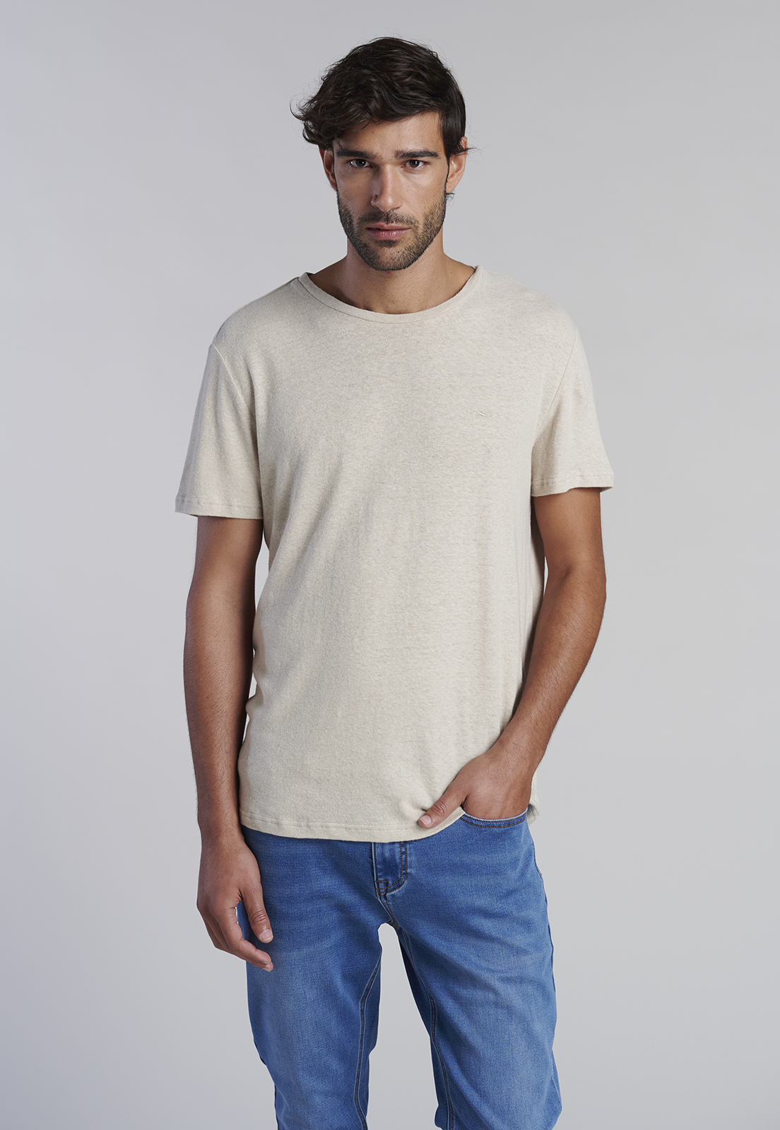POLERA LINO ALBANY SAND - 1