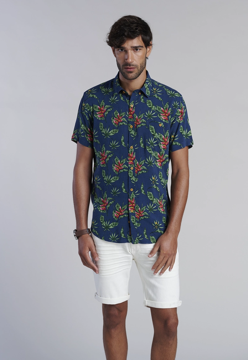 CAMISA ESTAMPADA DUBLIN FJ NAVY - 1