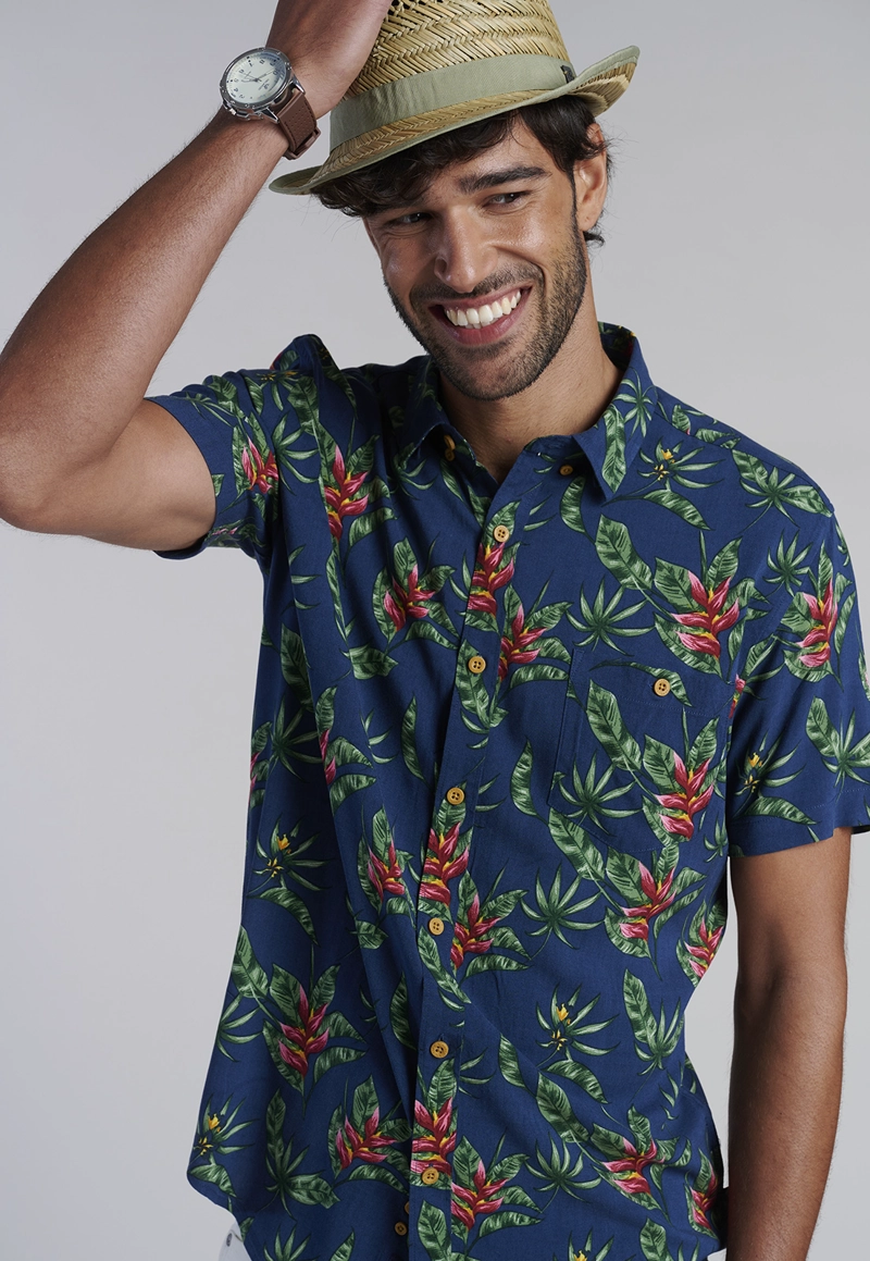 CAMISA ESTAMPADA DUBLIN FJ NAVY - 5